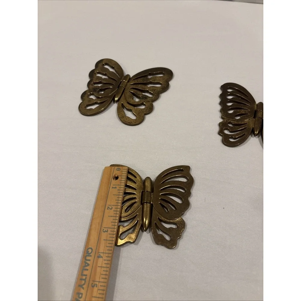 VTG Home Interior Butterflies Hinged Plastic Golden Wall Hanging~ Set Of 3